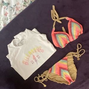 Luli Fama XL D Cup Bikini and Billabong UVA/UVB Swim Top Long Sleeves